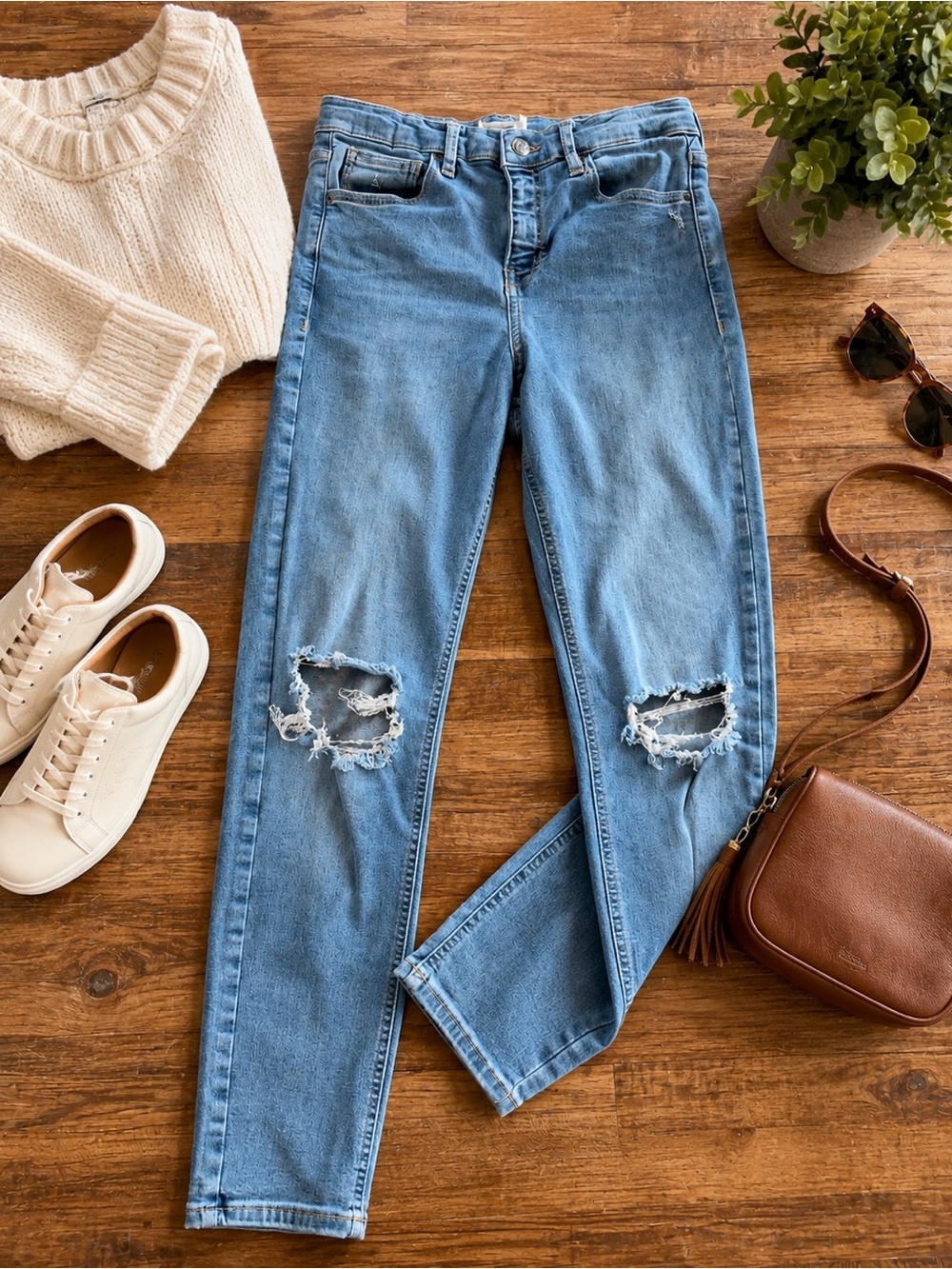 Top Shop Moto Jamie Distressed Jeans Sz 28 (w)